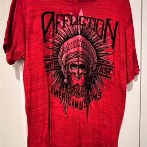 Affliction Red Graphic Tee with Black Design